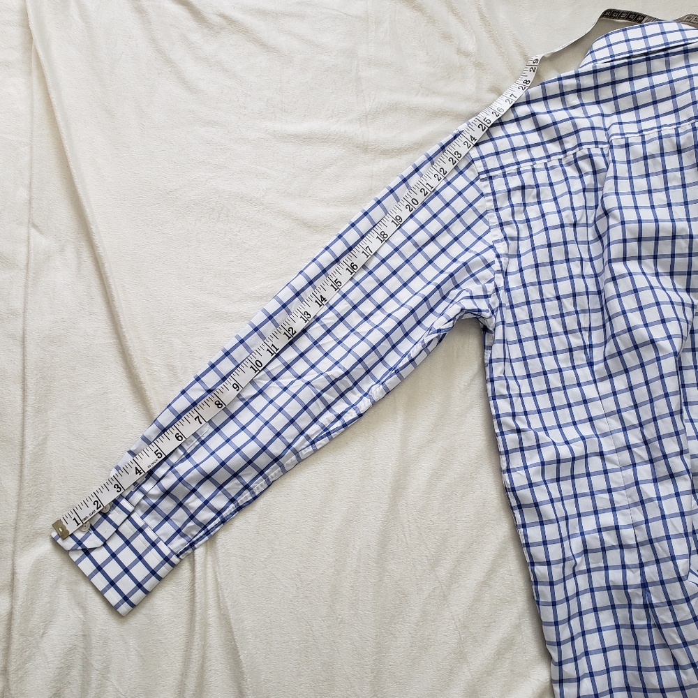 Eton Contemporary Dress Shirt White Blue Windowpane Plaid Button Up 15.5 39 - Picture 10 of 10